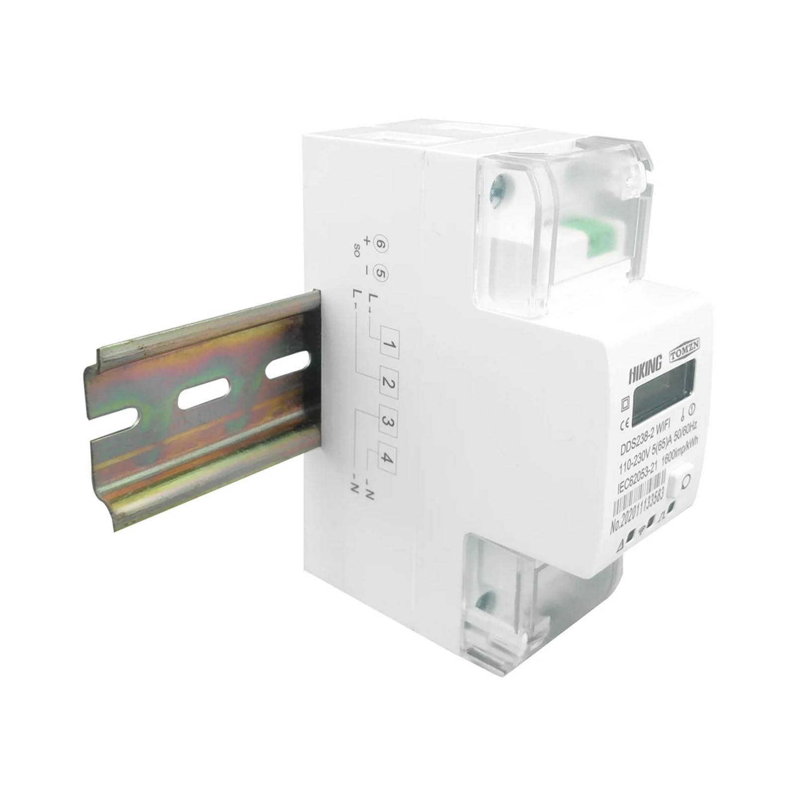 Jednofazowy licznik energii na szynie DIN 65 A, miernik zużycia energii, watomierz 110 V, 220 V, 50/60 Hz