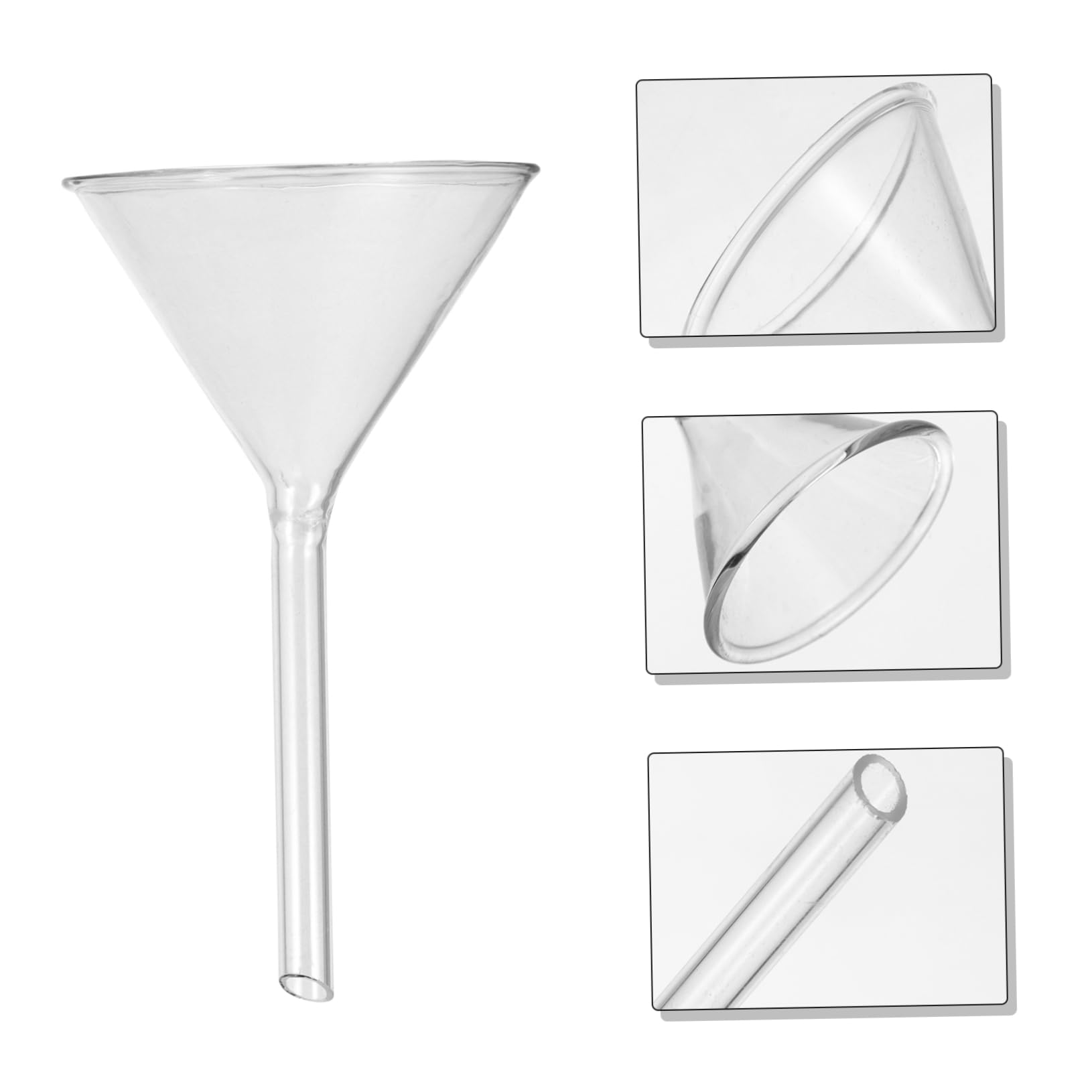 Mipcase 4 Stück Runde Kurzhalstrichter aus Glas für Labore Wiederverwendbar und Stoßfest zum Befüllen von Kleinen Flaschen und Essenzen im Labor