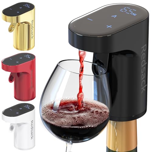Redsack Decantador Vino Electrico, Automatico Cuantitativo Aireador Vino, Pantalla TáCtil Inteligente Dispensador de Bebidas AlcohóLicas para Botellas con DiáMetros de Boca de 18-20, 21-23, 28-30 mm