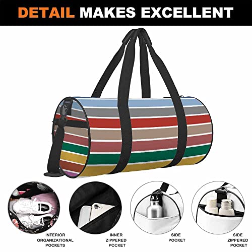 Aoyego Classic Retro Stripes Sports Duffle Bag Season Autumn-Winter Trendy Colors Space Men Women Weekender Bag For Traveling Tote Gym Bag Shoulder Overnight Bag #TOP3