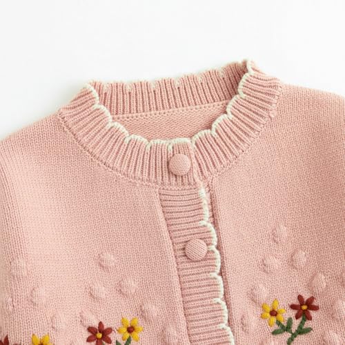 Image of Simplee kids Baby Sweater Toddler Girls Cardigan Sweater Embroidered Strawberry Knit Sweater