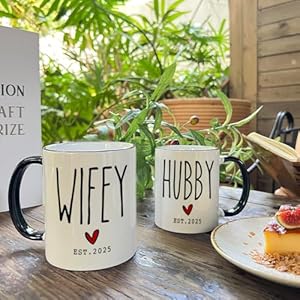 Est 2025 Coffee Mug Set Gifts for Wifey Hubby - Unique Wedding Gifts for Couple - Mr and Mrs Coffee Mug Set - Bride to Be Gift - Hubby and Wifey Mug - Bride Gift - Engagement Gift - His Hers Gift 11OZ Est 2025 Coffee Mug Set Gifts for Wifey Hubby Unique Wedding Gifts for Couple Mr and Mrs Coffee Mug Set Bride to Be Gift Hubby and Wifey Mug Bride Gift Engagement Gift His Hers Gift 11OZ
