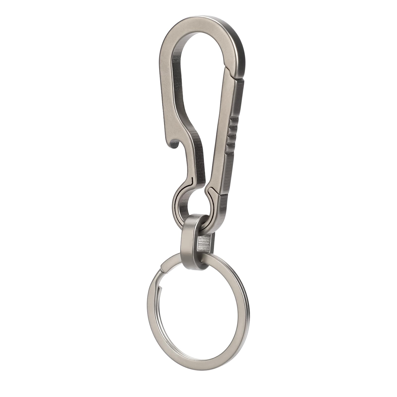 Carabiner Keychain Clip Titanium Alloy Minimalist Key Chains Metal Bottle Opener Belt Spring Snap Key Hook Quick Release for Outdoor Camping