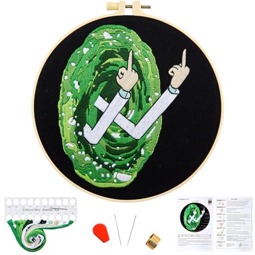 Image of Embroidery Kits for Beginners Adults, Funny Embroidery Starter Kits, Counted Cross Stitch Kits for Beginners Adults, Craft Hobbies Set for Women, Embroidery Fabric, Threads, Hoops, and Video Tutorial