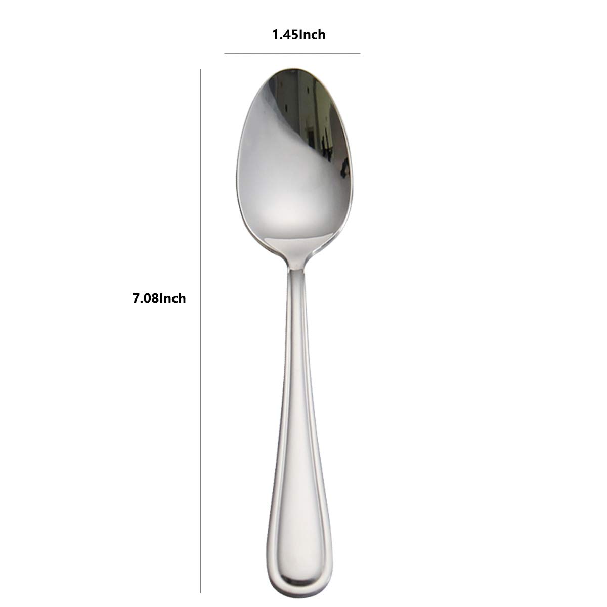 HISSF Dinner Spoons Stainless Steel 18/0 of Table Spoons 6 Pcs for Home, Kitchen Restaurant, Dishwasher Safe, 7.08 Inches, Silver