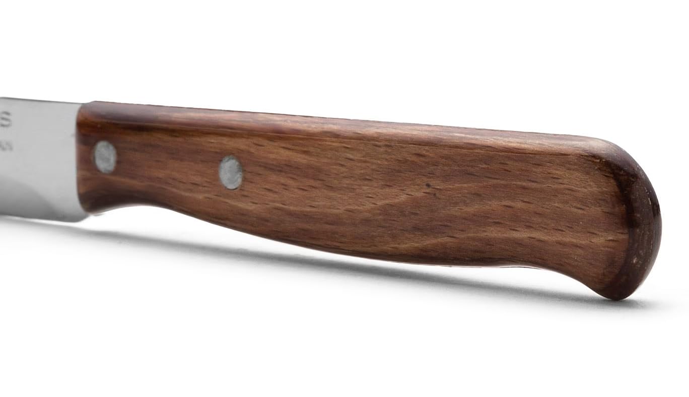Arcos Serie Latina Caja 12 uds Cuchillo para pelar Mondador, Hoja de Acero Inoxidable NITRUM NITRUM de 65 mm, Mango de Madera comprimida Color Marrón (12 UDS)