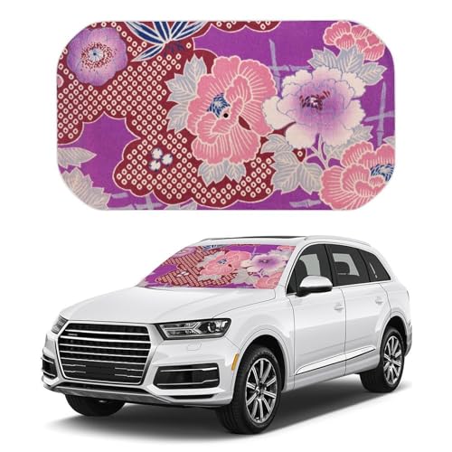 カーシェード 和柄 和風 花柄 フロントガラスカバー 折りたたみ 車用サンシェード 傘型 カーフロントカバー フロントガラスカバー 遮光サンシェード 紫外線対策