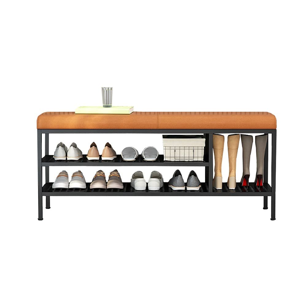 2-poziomowa szafka na buty z siedziskiem do przedpokoju, w stylu północnoeuropejskim, buty do przedpokoju, salonu, łazienki, 80 x 32 x 47 cm, nośność do 150 kg
