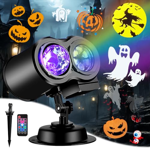 Brighter Halloween Decorations Projector Lights 2026 Upgraded Holiday Projectors Christmas Projector with 19 HD Replaceable Slides (Ocean Wave & Patterns) Waterproof Halloween Projector Light Show