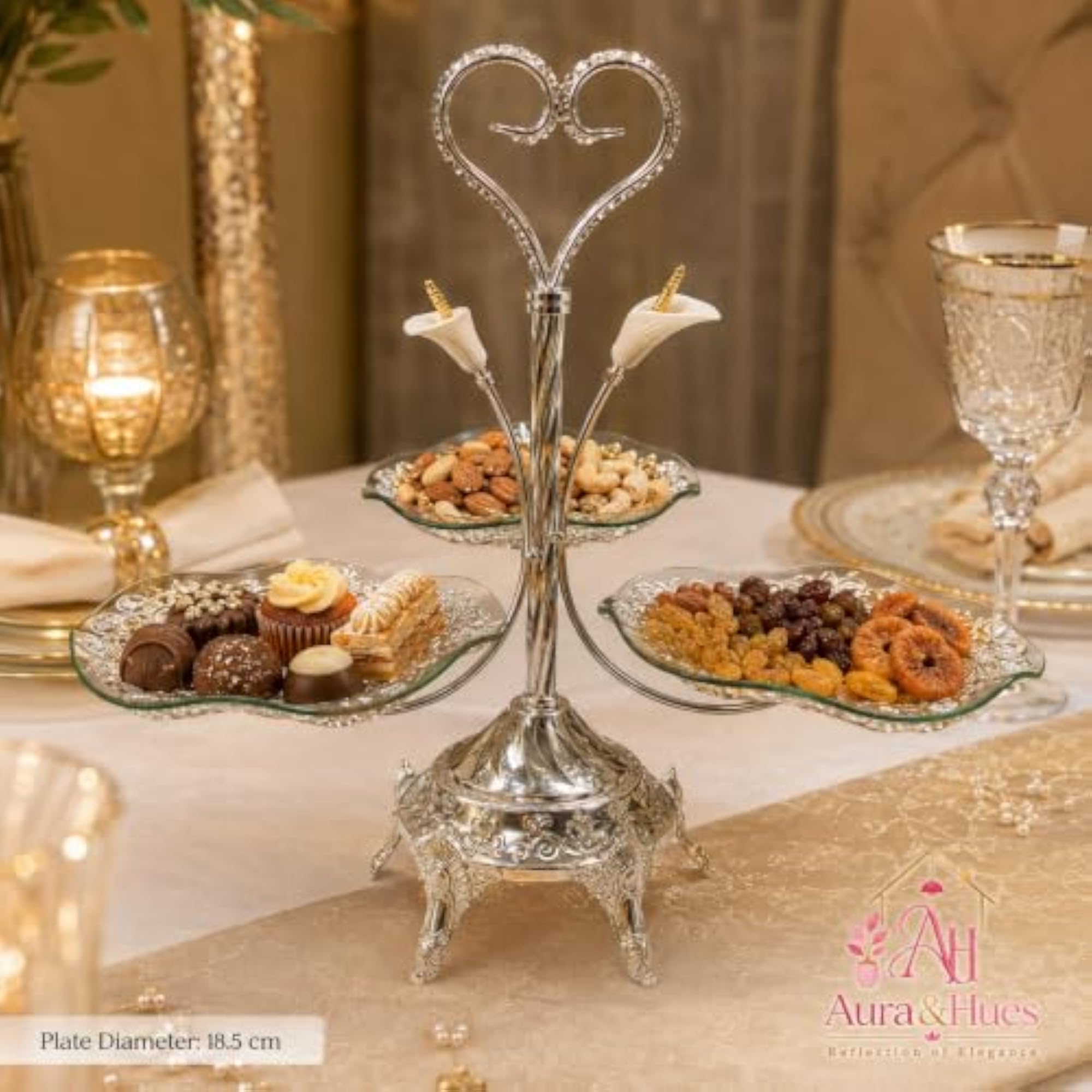 Premium 3-Tier Serving Stand, Luxury Silver Finish