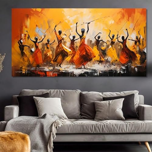Impression sur toile danse africaine abstraite grand format 90x180 cm pour salon