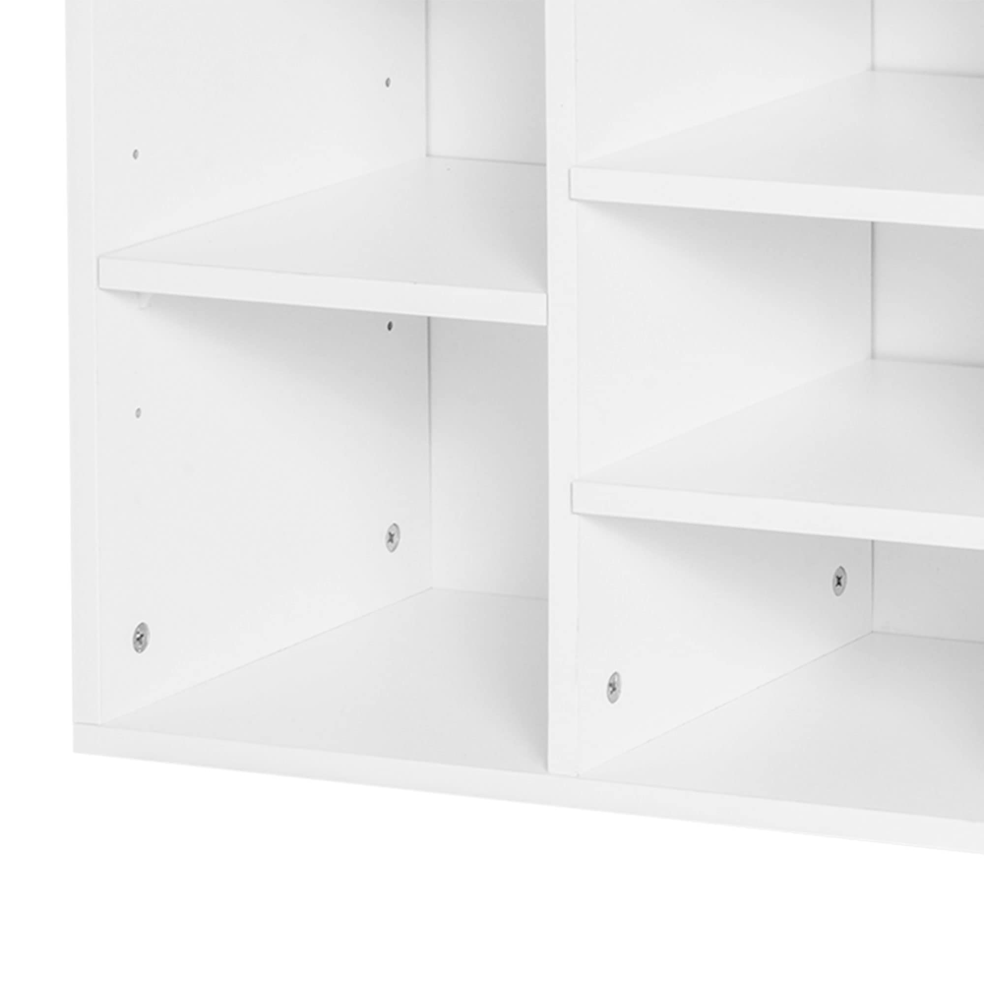 HOMCOM Scarpiera Panchina 8-10 Paia di Scarpe Bianco 104 x 30 x 48 cm | Scarpiera Bassa E Lunga, Ripiani Regolabili, Legno
