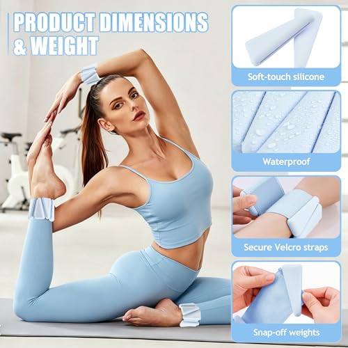 Image of BECOJADDE Ankle Weights for Women Wrist Weights Set of 2 (1 lb /2 lb Each) Adjustable Arm Leg Weight for Womens Men Suitable for Walking Swimming Running Pilates Yoga Gym
