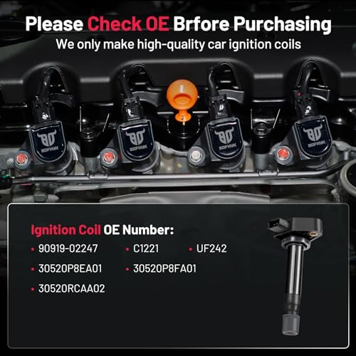 Image of BDFHYK Ignition Coil Pack UF242 Compatible with Honda Accord 2000-2007 Odyssey 1999-2007 Acura TL RL CL 1999-2008 Honda Oem Ignition Coil Acura Coil Pack V6 3.0L 3.2L Coil for C-511 Set of 6