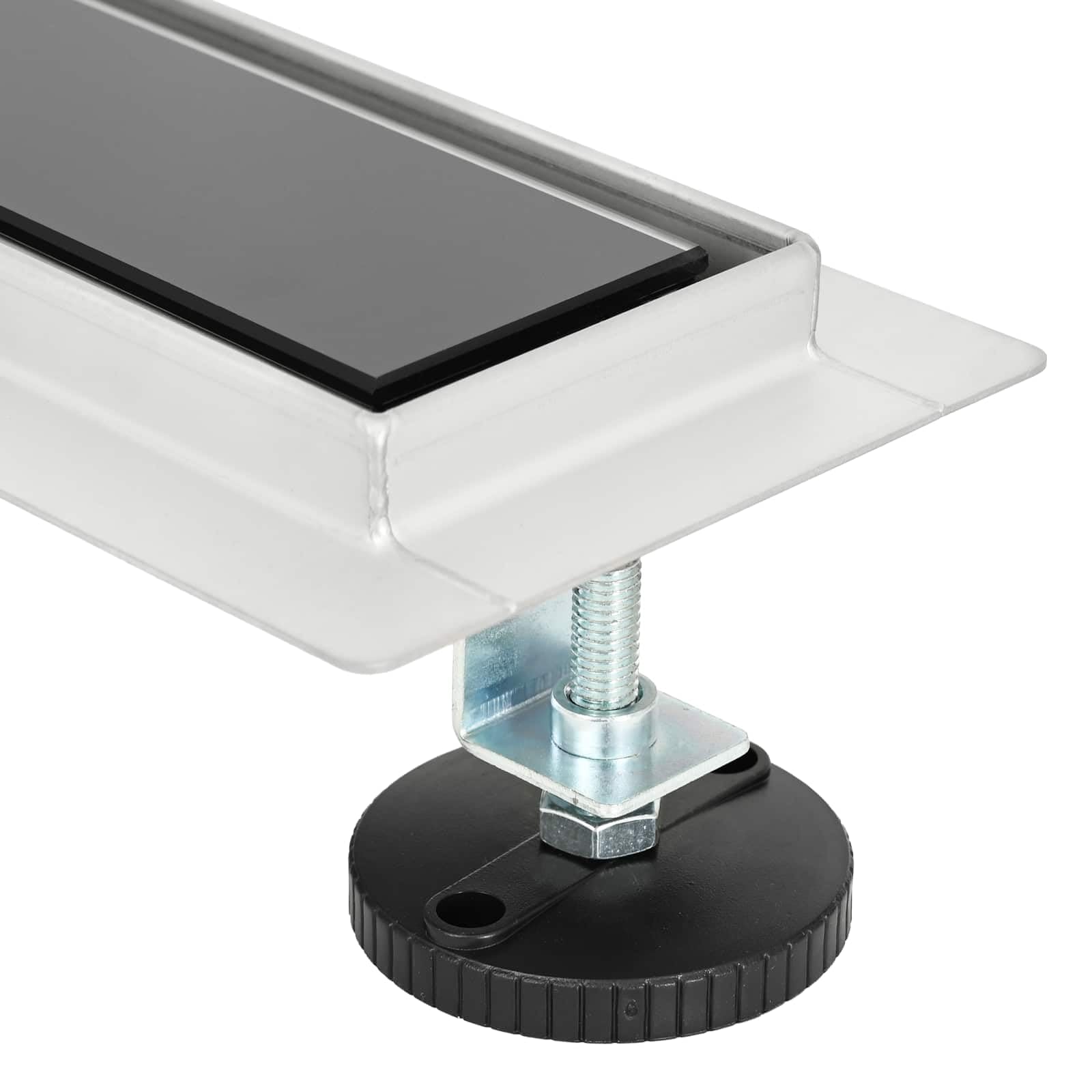 Desagüe de ducha de 70 cm con cubierta de cristal negro, canaleta de ducha de acero inoxidable 304 para duchas con diseño moderno