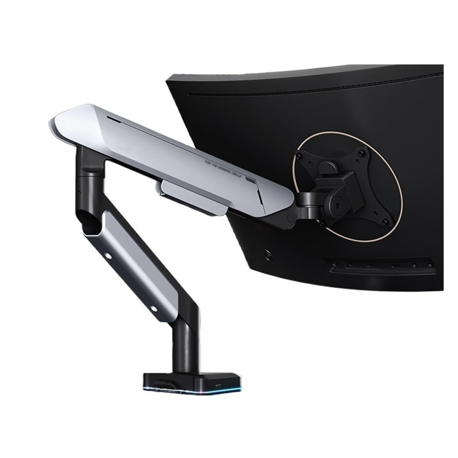 SaryEdge Monitor Desk Mount Single Monitor Mount Arm, Supports 17-42" Screens and 33 lbs, Adjustable Gas Spring Mount with 31 RGB Lighting Modes and USB Port,Silver