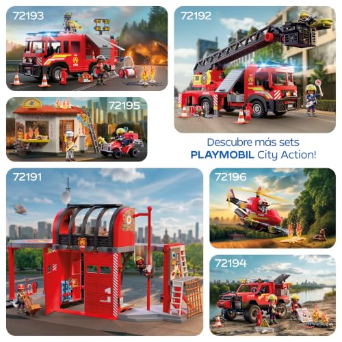 Miniatura 5 de PLAYMOBIL | City Action | Camión de bomberos con escalera | Vehículo de emergencia con escalera de 63 cm, luz y sonido, equipo de rescate y numerosos accesorios | Para niños a partir de 4 años | 72192