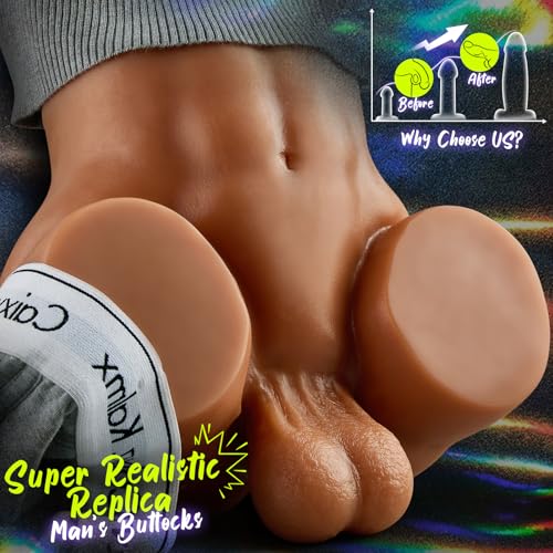 Image of 10LB Sex Doll Gay Male Masturbator with Sucking Vibrating Motor, Realistic Gay Sex Toys with HIPS Anus Testicles, Silicone Butt Sex Toy Vibrator with Anal Channel, Fake Pussy for Men Masturbation