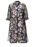 sara lindholm longtop Hoher Tragekomfort Sara Lindholm by HAPPYsize Damen Longbluse mit 3/4-Ärmel und Stehkragen in Schwarz mit Blumendessin