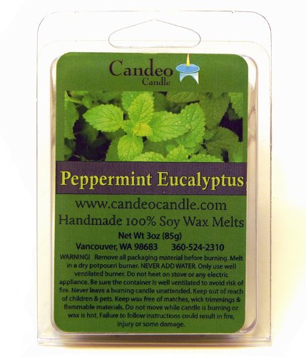 Peppermint Eucalyptus, Super Scented Soy Melt Cubes, Pack of 2- Use in Tart Warmers, Tea Light Warmers, Oil Warmers or Scentsy Warmers!