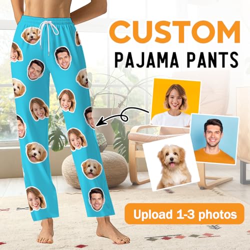 Custom Pajamas Pants with Photo Face, Personalized Pajama Sleepwear for Men Women Funny Couples Pjs Gf Gifts for Christmas2