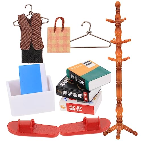 Kisangel 1 Juego Perchero simulado Kinder Delice kiddikutter Doll bayetas muñeco Toys Ropa de muñeca Prenda Atuendo Accesorios para casa de muñecas Mini Estante para muñecas y Perchas
