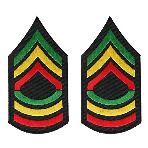 Military Ranking Sergeant Rasta Embroidered Iron on Patch 2 Pack - Rasta 2Pack
