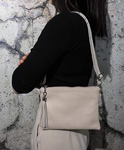 SH Leder Echtleder Umhängetasche Clutch kleine Tasche Abendtasche 22x15cm Anny G248 (Gold)