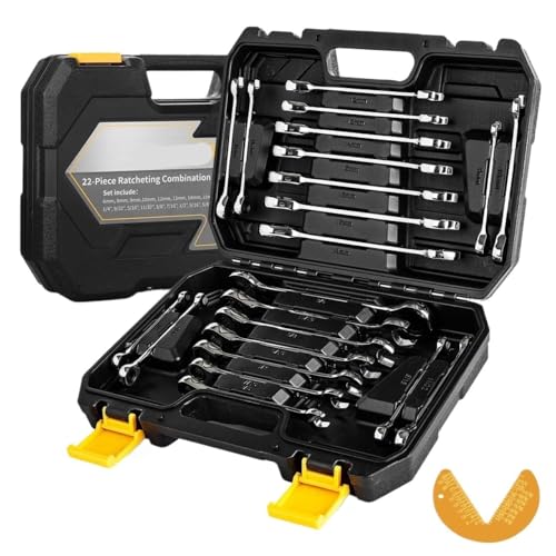 Hand Tools Socket Set 22 Piece Ratcheting Wrench Set Combination Wrenches Sets Portable Tool Storage Box Mechanic Tool Kit