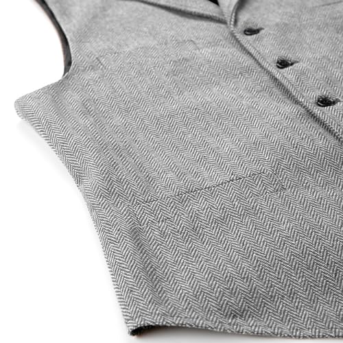 Mens Suit Vests Business Formal Herringbone Tweed Vest Premium Wool Blend Slim Fit Casual Waistcoat Wedding Groomsmen4