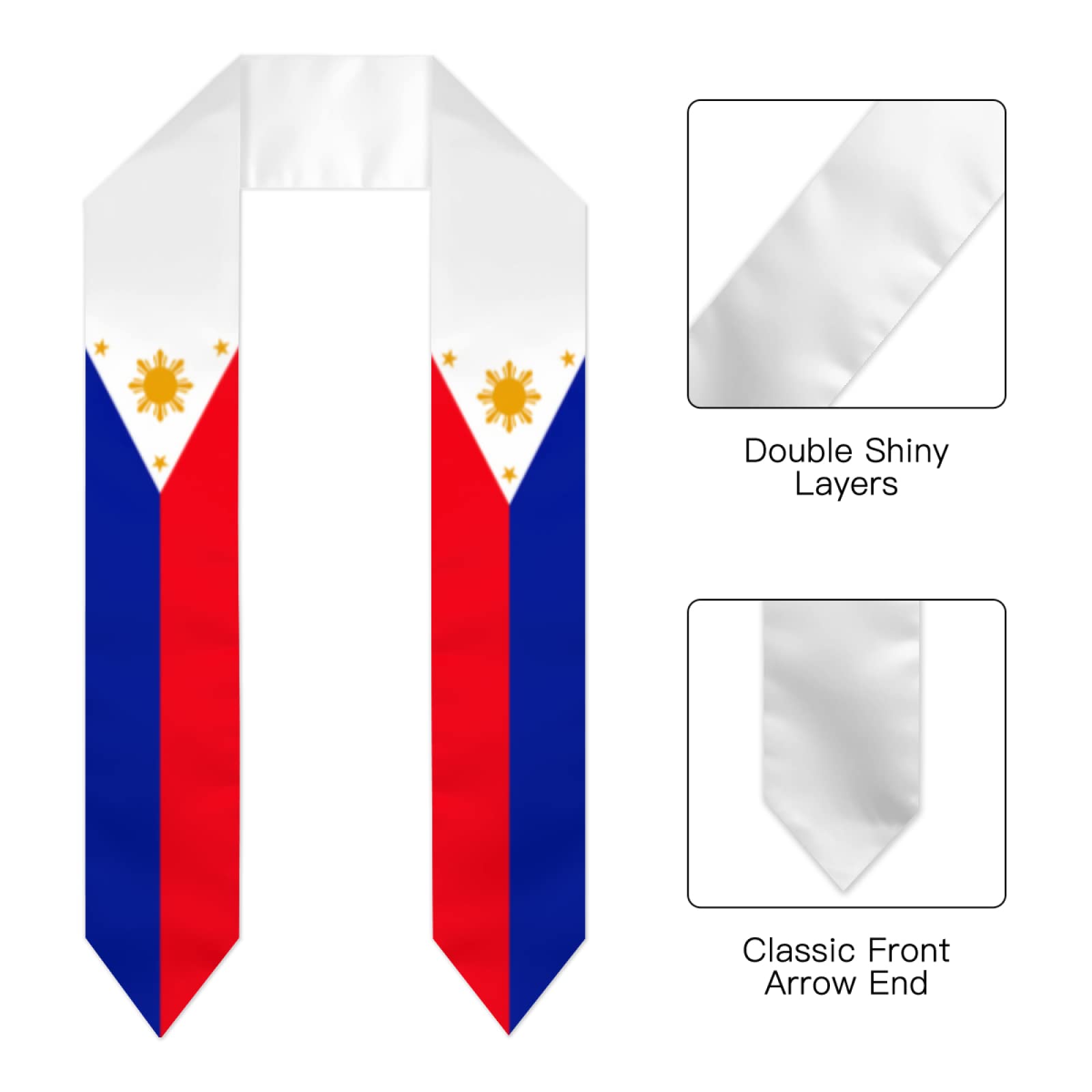 philippines graduation stoles graduation sash for Study Aboard International Students length 72in Graduation shawl class of 2023