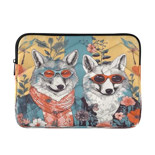 Funda para portátil de 13-14 pulgadas impermeable con diseño de lobos