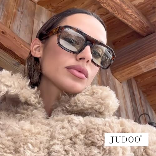 JUDOO Retro 70s Square Aviator Sunglasses for Women Men Tortoise Green Chunky Bridge Sunglasses Thick Frame Vintage Aviators2