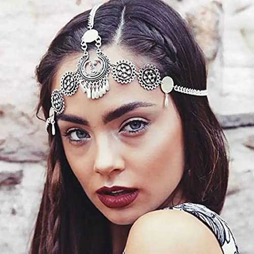 Zoestar Chaîne de tête bohème vintage sculptée en forme de goutte d'eau - Accessoire de cheveux bohème - Pour femmes et filles Cover