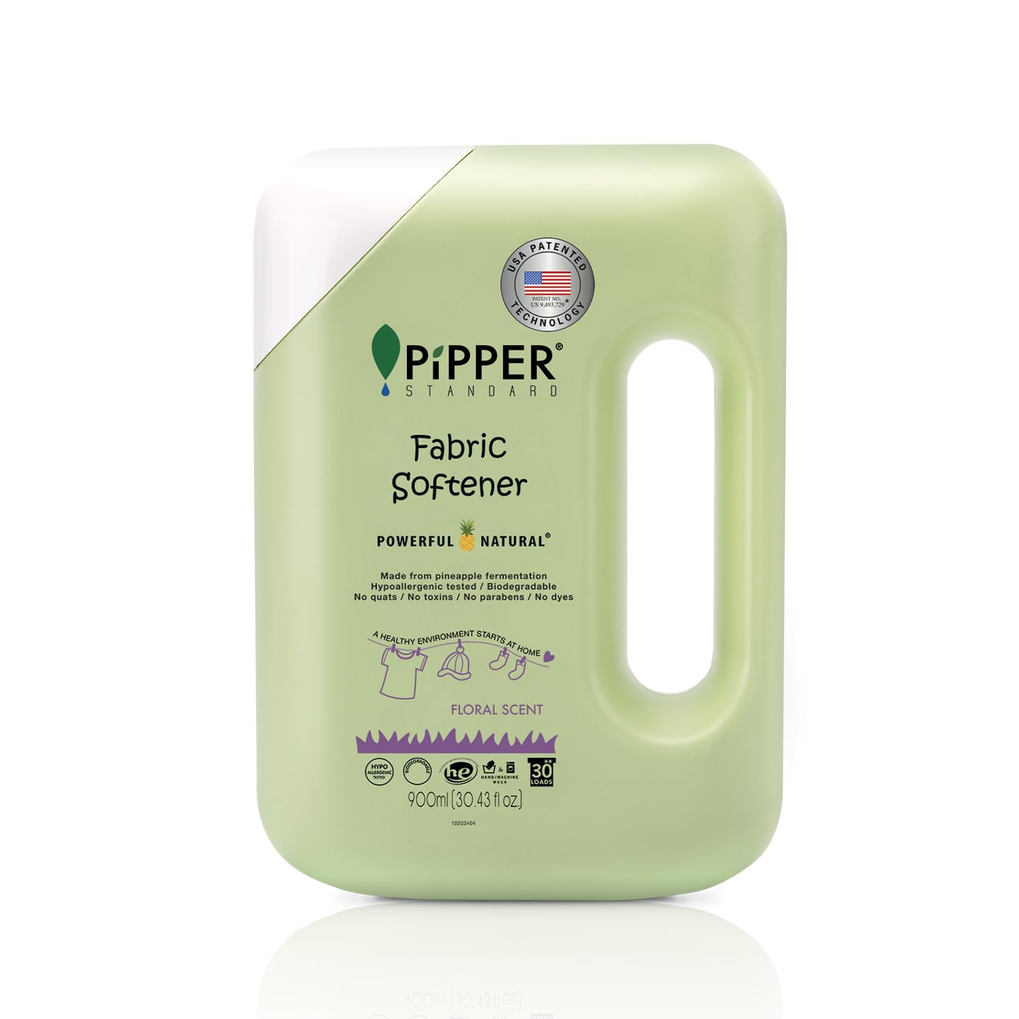 PIPPER Standard After Wash Fabric Softener (Fabric Conditioner) Floral 900ML | Hypoallergenic, Quat-Free, Natural Softening from Soy Lecithin & Pineapple Fermented Fluid, Prevents Static (900ml)