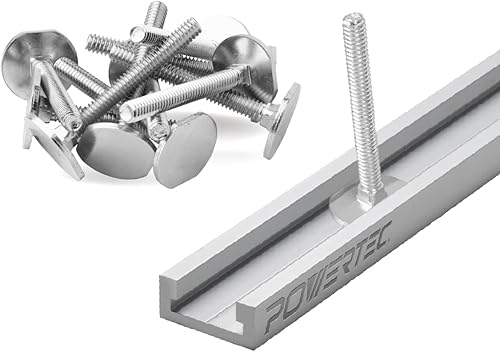 POWERTEC 71817 - Inglete de aluminio de 32 pulgadas con 10 pernos de bloqueo en T de inglete para ranuras de calibre de inglete de 34 pulgadas x 38