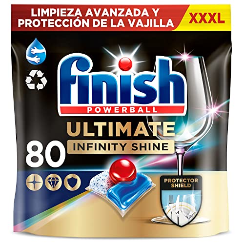 Finish Powerball Ultimate Infinity Shine, pastillas para el lavavajillas contra manchas resecas y...