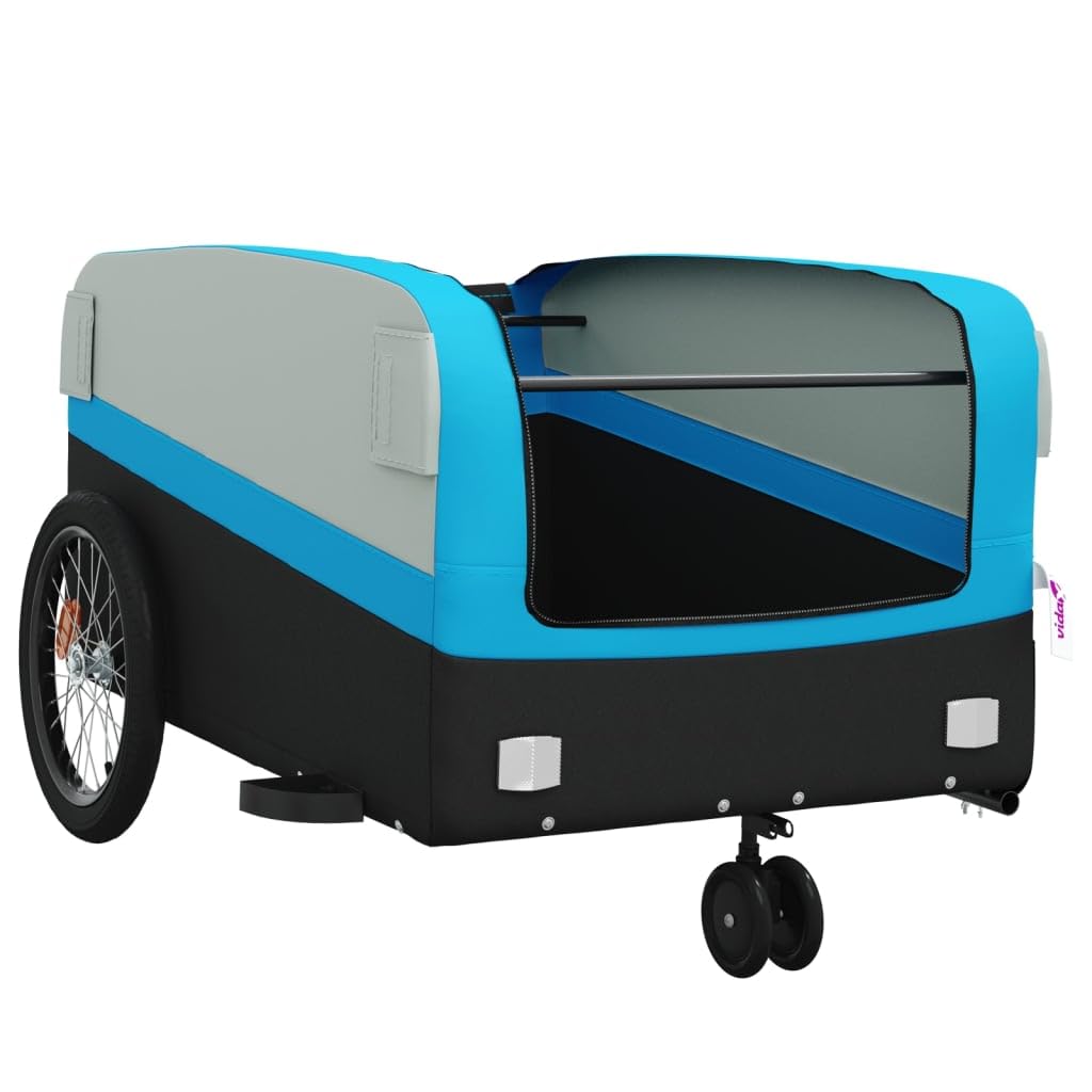 ShGaxin Remolque para Bicicleta Hierro Negro y Azul 45 kg, Remolque Bici Perro, Remolque Bicicleta De Carga - 94065
