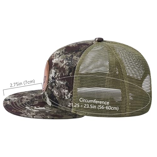 Image of BASSDASH Flat Brim Trucker Cap Adjustable Snapback Hat Mesh Back for Men Women