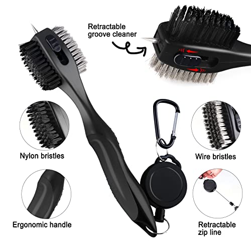 Big Crazy Golf Towel Microfiber Waffle Pattern Golf Towels, Golf Towel Set Including Golf Club Brush Groove Cleaner And Divot Repair Tool, Golf Towels For Golf Bags For Men Black #TOP2