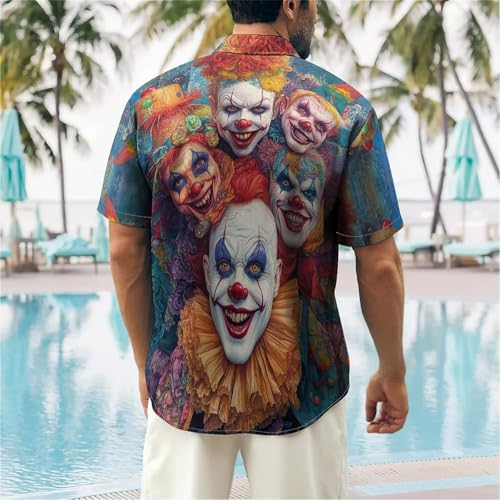 Mens Button Down Short Sleeve Hawaiian Shirt with Pocket Vacation Bowling Shirts Loose Fit Casual Tops4