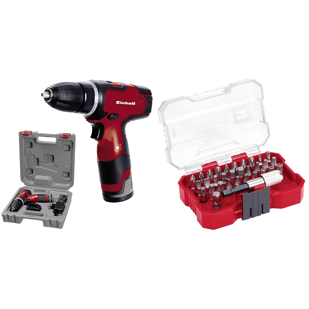Einhell TH-CD 12 Li (1x1,3 Ah), Akülü Vidalama + Einhell Vidalama uç seti 32 parça, XS-CASE kutu