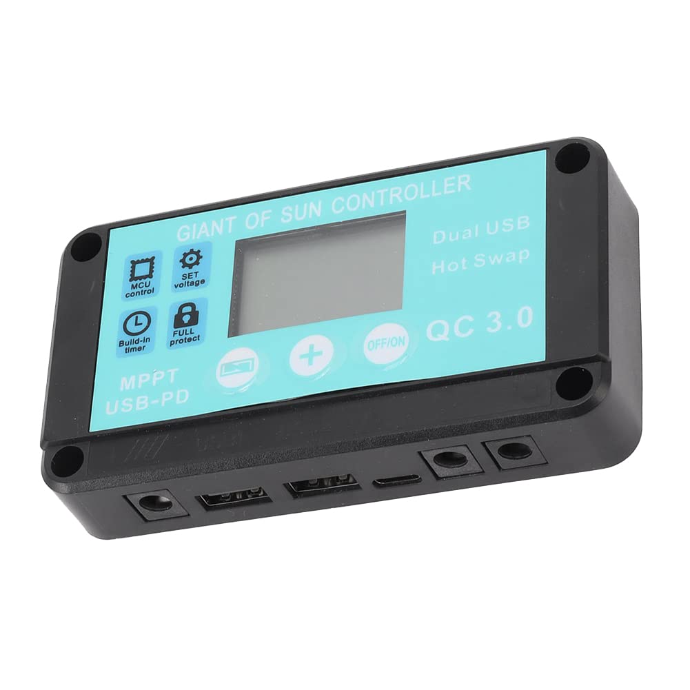 Turodeuo MPPT Solar Charge Controller Multiple Protection Solar Solar QC3.0 Controller with LCD Screen(20A)