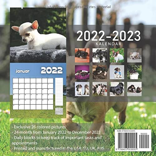 Chihuahua Welpen Kalender 2022-2023: 24-Monats-Kalender von Januar 2022 bis Dezember 2023. Platz für Notizen. Es ist ein perfektes Geschenk für einen geliebten Menschen