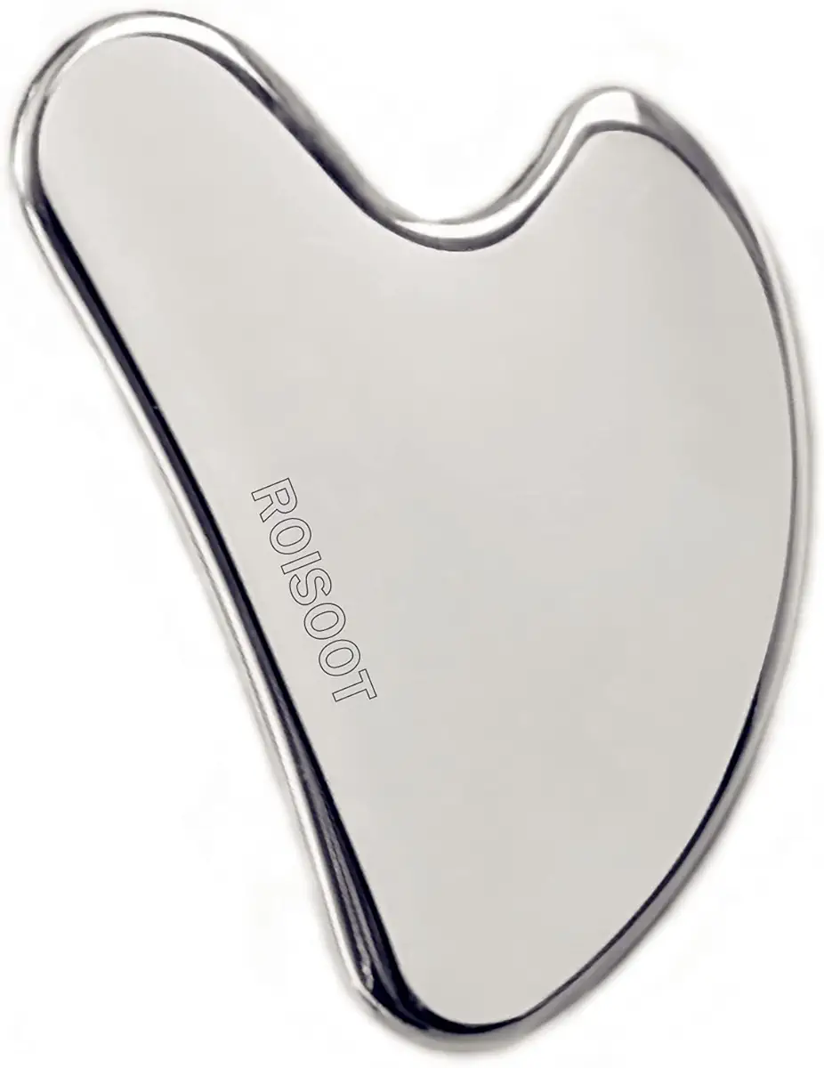 ROISOOT Upgrade Gua Sha Stainless Steel Tool for Face, Massage Scraper for Facial Skin Care (Metallic Luster)