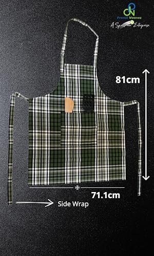 Image of Kitchen Apron for Women & Men | 100% Cotton | Cooking Apron with Big utility Pocket | Adjustable neck strap | Free Size | Kitchen Utensils Accessory