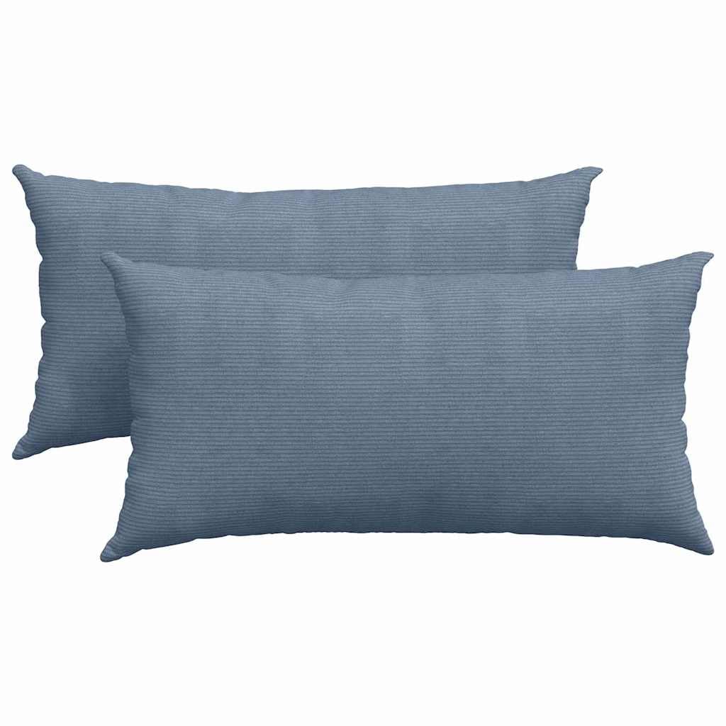 Coussin velours côtelé bleu 80x40 lavable pour soulager le dos