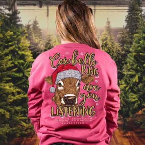 Youth are You Listening Christmas Cow Long Sleeve T-Shirt Pink3