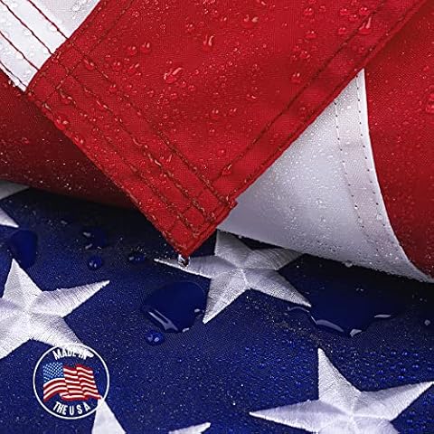 American Flag 6x10 ft for Outside Made in USA, Longest Lasting, Heavy Duty, Embroidered Stars, Sewn Stripes, Brass Grommets, Fade Resistant US Outdoor Flags Cover