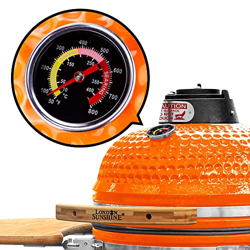London Sunshine Ceramic Kamado Charcoal Bbq Grill - 18 Inch With Stainless Steel Stand And Double Sideboards (Orange) #TOP3